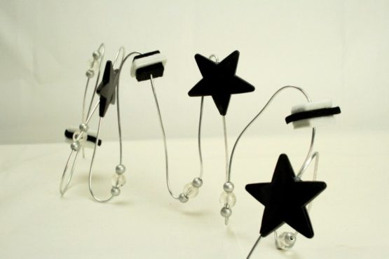 Aludraht-Girlande schwarz-weiß, 150 cm - dekoaccessoires, weihnachten-dekoaccessoires